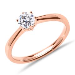 585er Roségold Verlobungsring mit Diamant, lab-grown