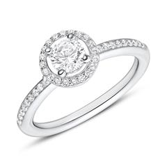 925er Silber Verlobungsring mit weißen Zirkonia