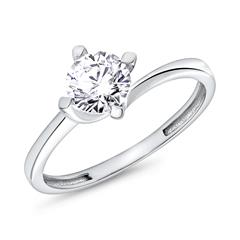 375er Weißgold Verlobungsring mit Zirkonia