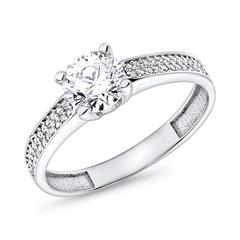 9K Weißgold Verlobungsring mit Zirkoniasteinen