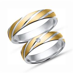 Trauringe 333er Gelb- Weissgold mit Brillant