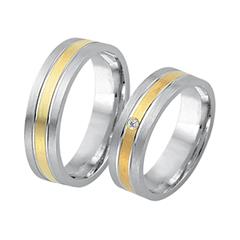 Trauringe 585er Gelb- Weissgold mit Diamant
