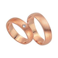 Trauringe 585er Rotgold mit Brillant