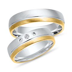 Trauringe 333er Gelb- Weissgold 3 Diamanten
