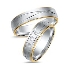 Trauringe 585er Gelb- Weissgold 3 Diamanten