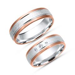 Eheringe 750er Weiss- Rotgold 3 Diamanten