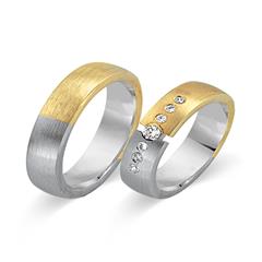 Trauringe 750er Gelb- Weissgold 7 Brillanten