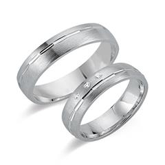 Trauringe 750er Weissgold 3 Diamanten