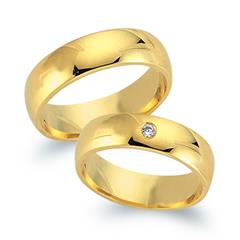 Trauringe 333er Gelbgold mit Diamant