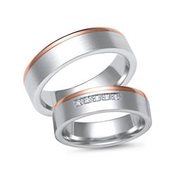 Eheringe 585er Weiss- Rotgold 5 Brillanten