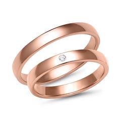 Trauringe 585er Rotgold mit Diamant