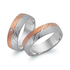 Eheringe 750er Weiss- Rotgold 2 Diamanten