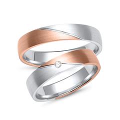 Eheringe Rot- und Weißgold mit Brillant Breite 4,5 mm