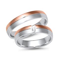 Eheringe Rot- und Weißgold mit Diamant Breite 4,5 mm