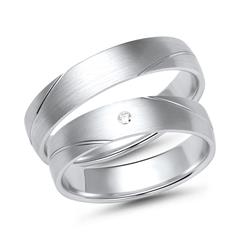 Eheringe Weißgold mit Diamant Breite 4,5 mm