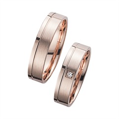 Eheringe Rotgold mit Brillant Breite 5 mm