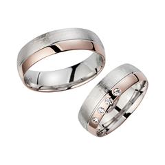 Eheringe Weiß- und Rotgold mit Brillanten Breite 6,5 mm