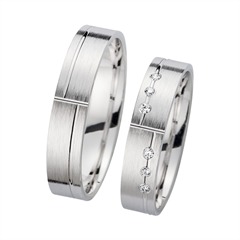 Eheringe Weißgold mit Diamanten Breite 4,5 mm