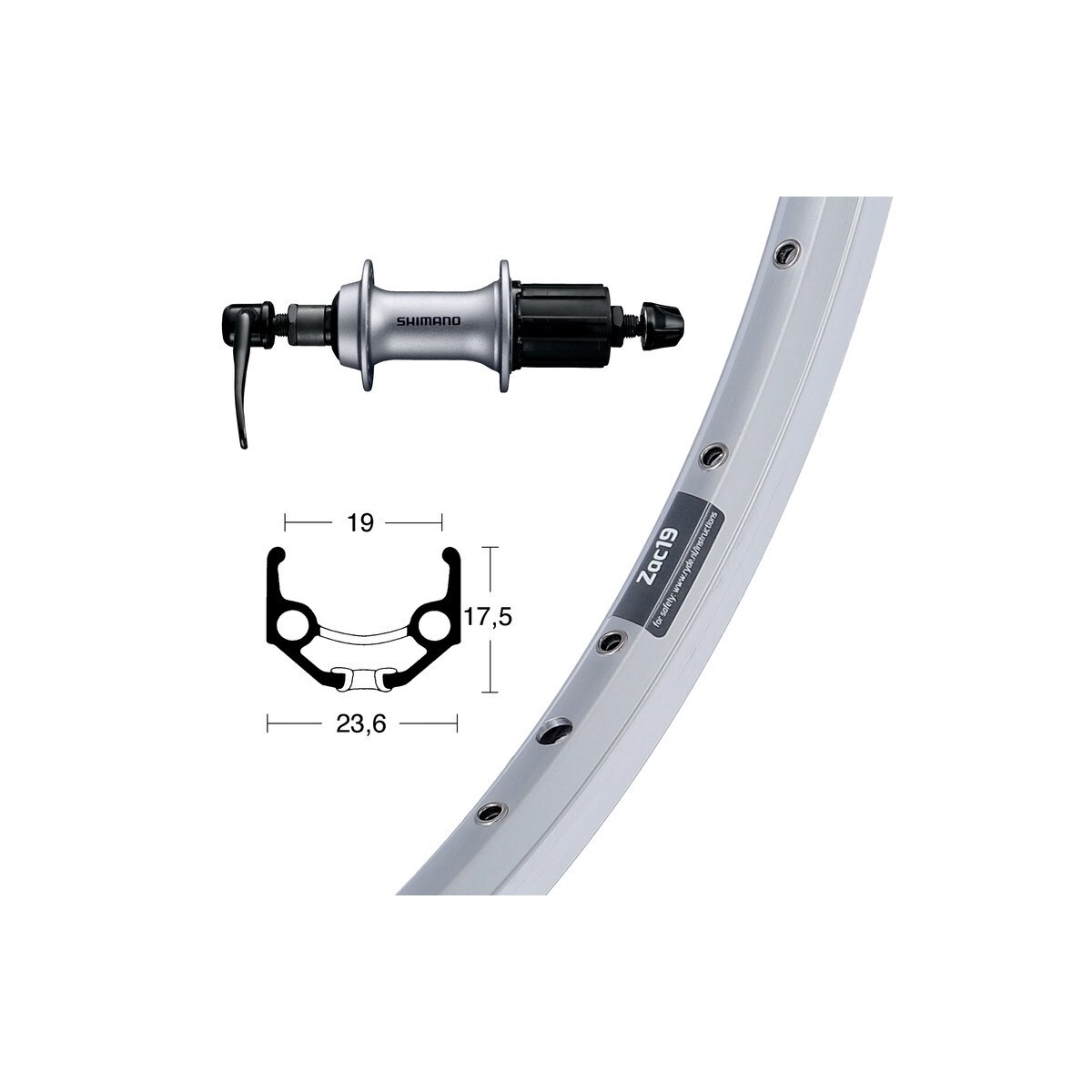 Alu-Hinterrad Wiener Winora Ryde Zac19 36T Acera T3000