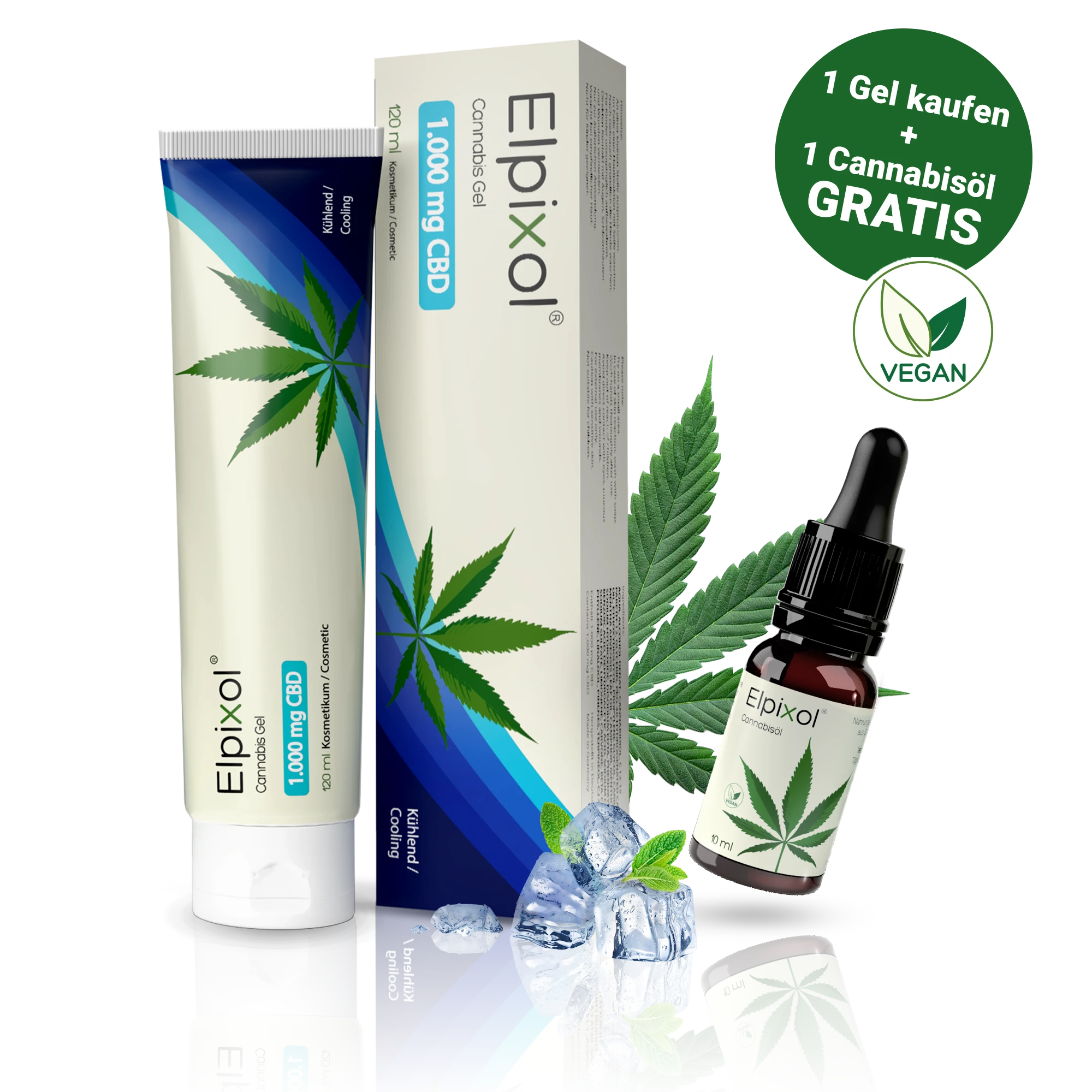 Cannabis Gel mit 1.000 mg CBD - kühlend + 10 ml Cannabisöl gratis