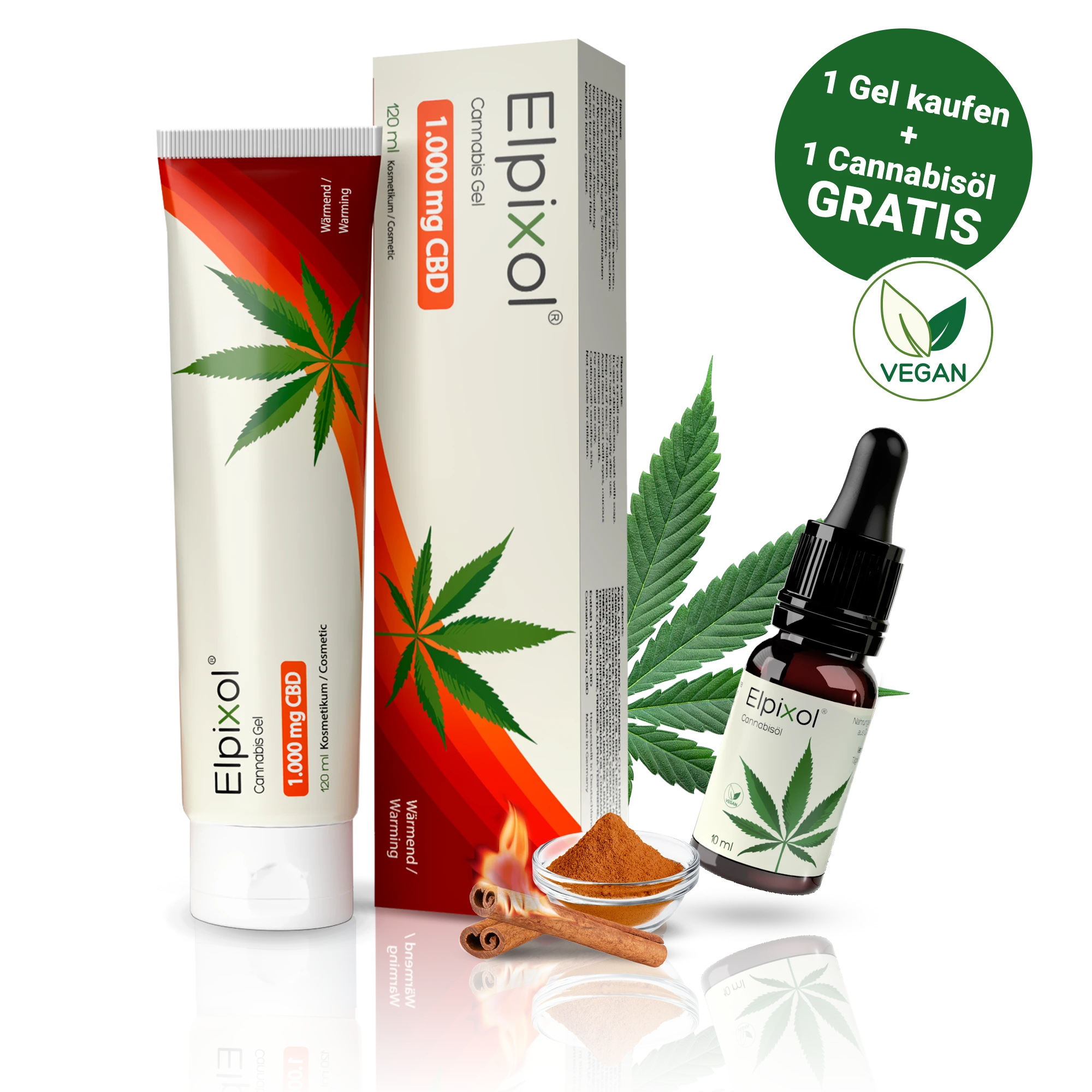 Cannabis Gel mit 1.000 mg CBD - wärmend + 10 ml Cannabisöl gratis