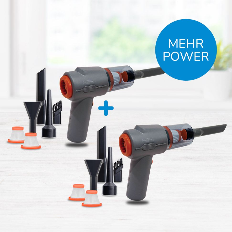 Livington PocketVac Pro Akku 2in1 Handstaubsauger mit Blasfunktion 1+1 GRATIS