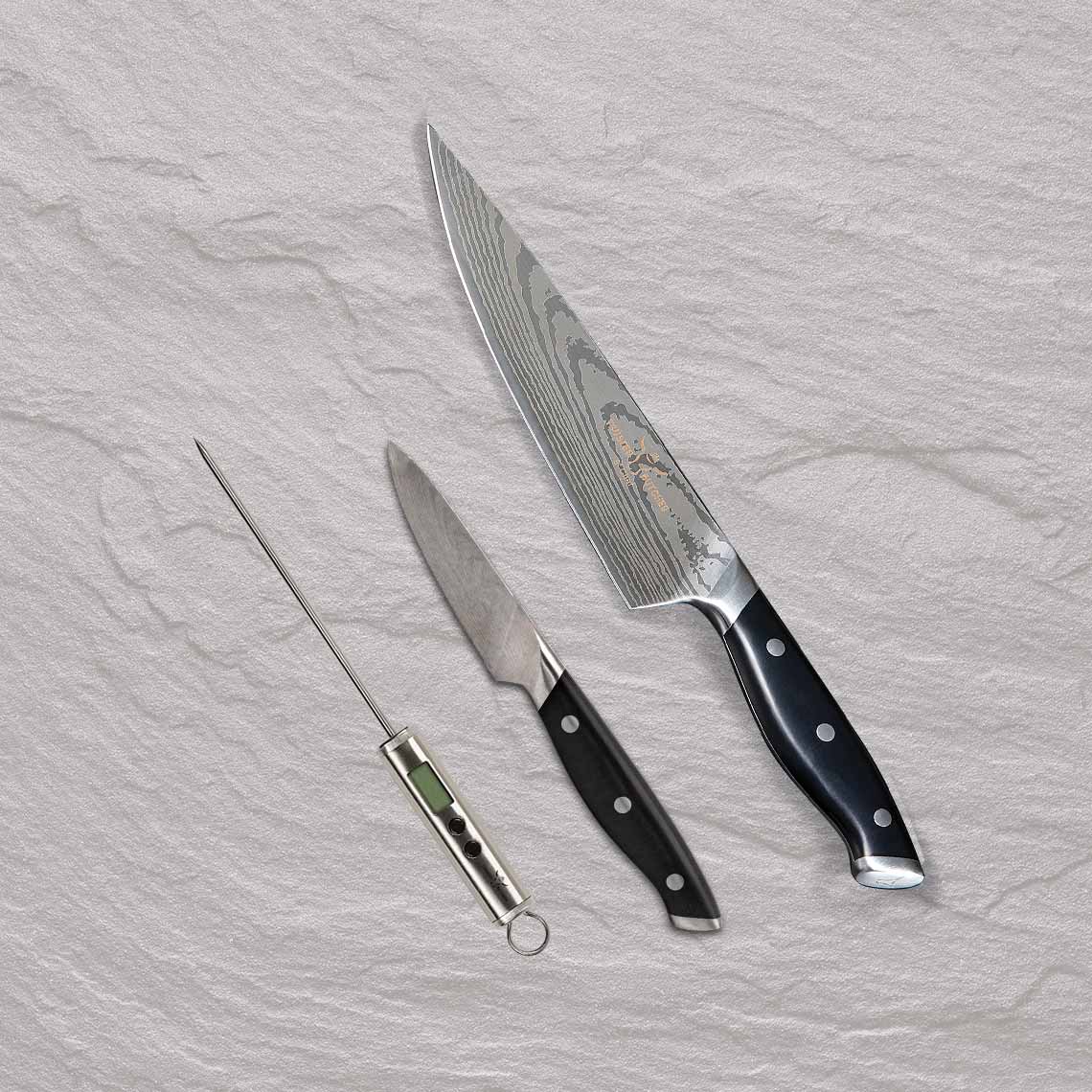 Trusted Butcher Messerset 3-tlg. inkl. Thermometer & Rezeptheft
