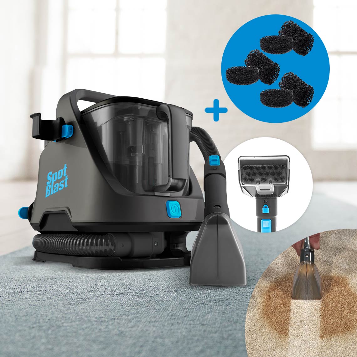 Livington SpotBlast Waschsauger inkl. 3 Ersatzfilter-Sets 2tlg.