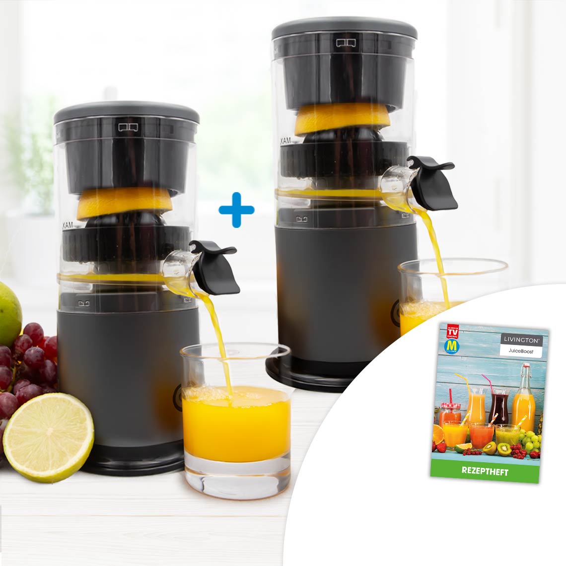 Livington JuiceBoost kabelloser Entsafter Sparset 2 Stk. inkl. Rezeptheft GRATIS