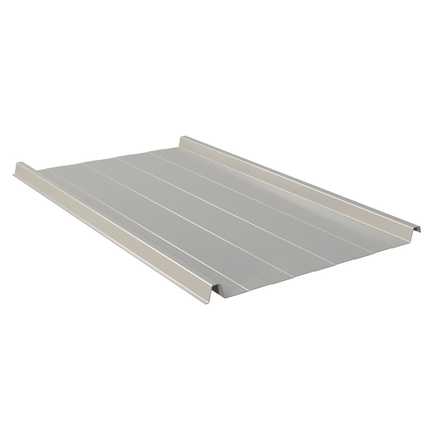 Trapezblech Dach 33/500 | Stehfalzblech | Stahl | Beschichtung 25 µm | 0,75 mm | mit Prägung | RAL 9006 Weißaluminium mit 1000 g/m² Antikondensvlies