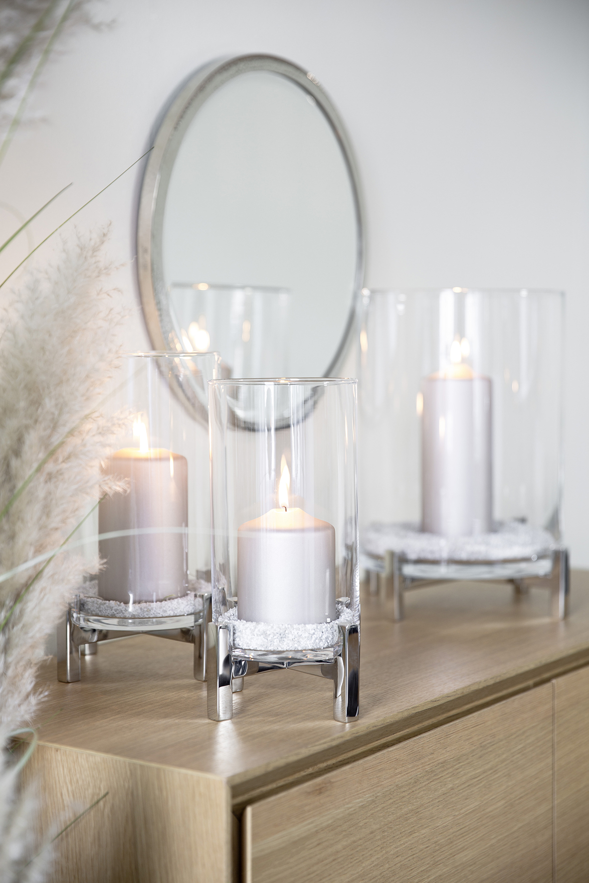 Fink YONO Windlicht Deko Glas Metall silberfarben