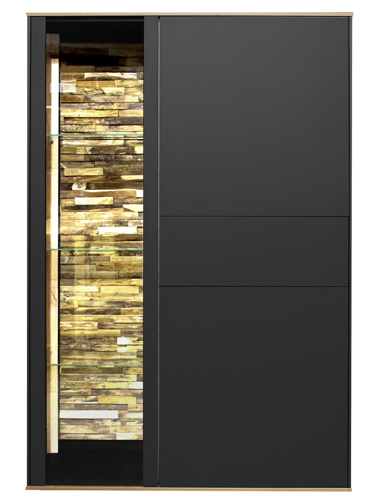 Highboard Como101x145x42 cm Anthrazit matt lack / Asteiche-Dekor