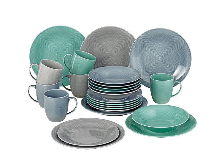 Kombiservice Jive 24 tlg. Porzellan grün/blau/grau