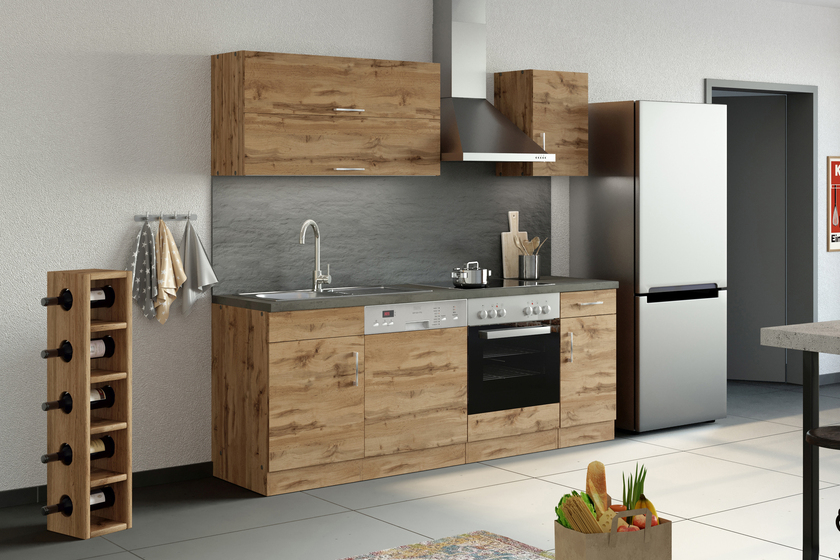 Küchenzeile Odense Wotan-Eiche Dekor 210 x 270cm