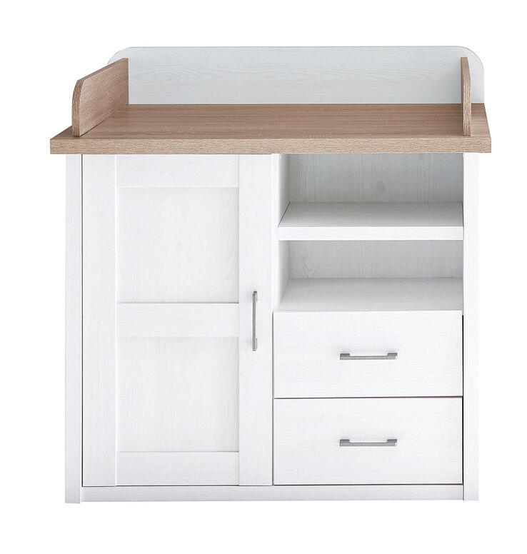 Wickelkommode Luca Pinie-Optik Weiß /Trüffel 107 x 104 x 75 cm