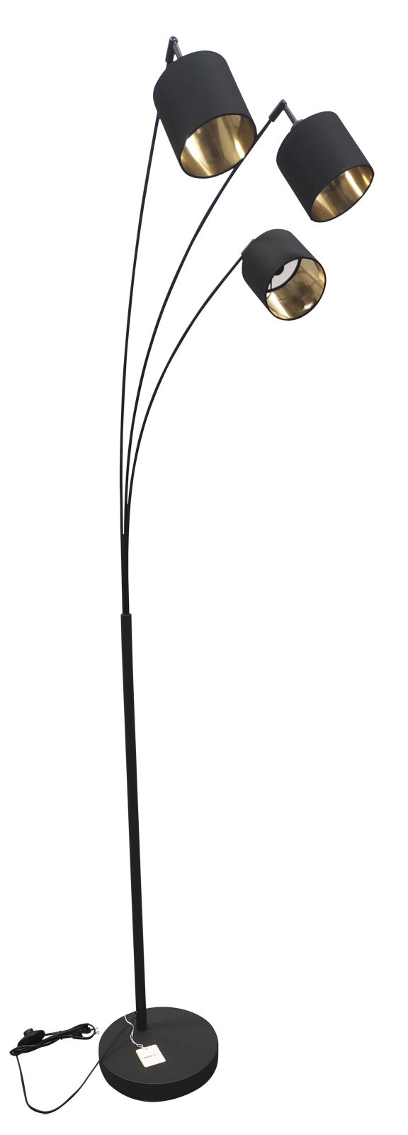 LED Stehlampe Luke schwarz goldfarbig 28x71,5cm H.200cm Metall Textil