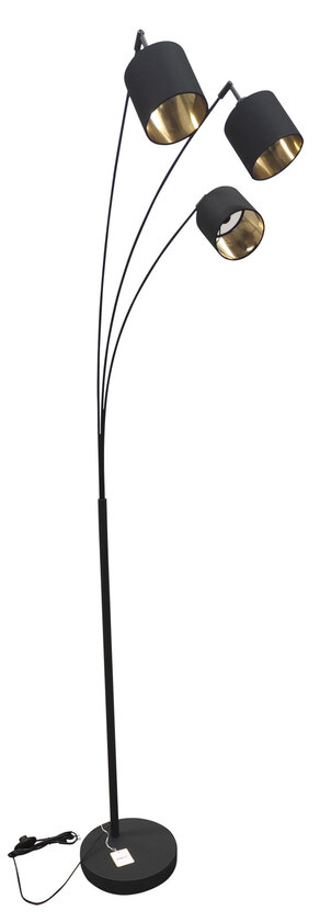 LED Stehlampe Luke schwarz goldfarbig 28x71,5cm H.200cm Metall Textil