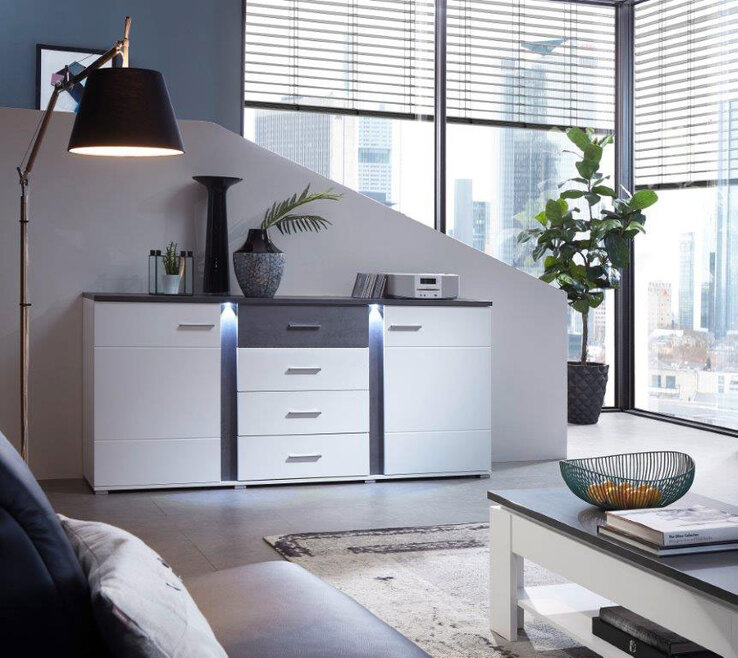 Sideboard Spurt Lack-Laminat Weiß ca. 170 x 87 x 43 cm