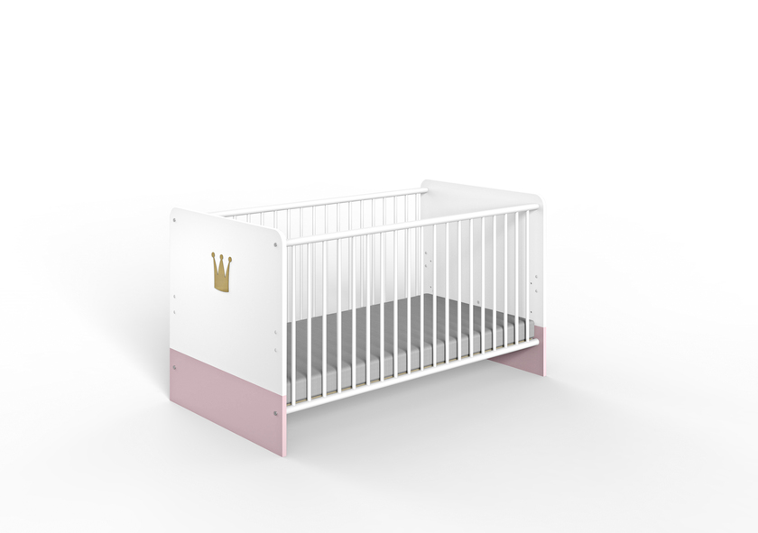 Babybett Cindy2 Weiß/Rosa Liegefläche 70x140 cm
