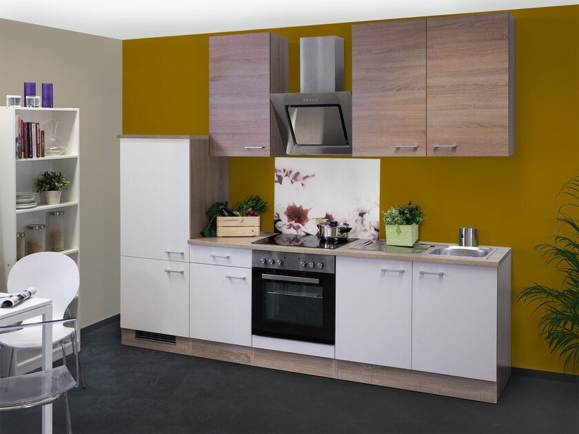 Küchenblock Samoa Weiß/Eiche Sonoma Breite 2,70m