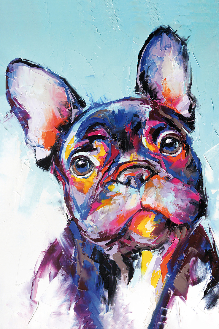 Kunstdruck auf Keilrahmen BIULLDOGGE GEMÄLDE 60x90cm