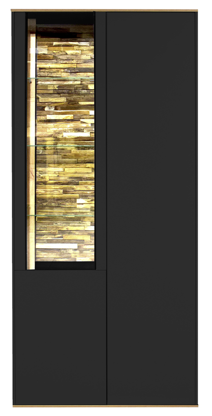 Vitrinenschrank Como 81x180x42 cm Anthrazit matt lack / Asteiche-Dekor
