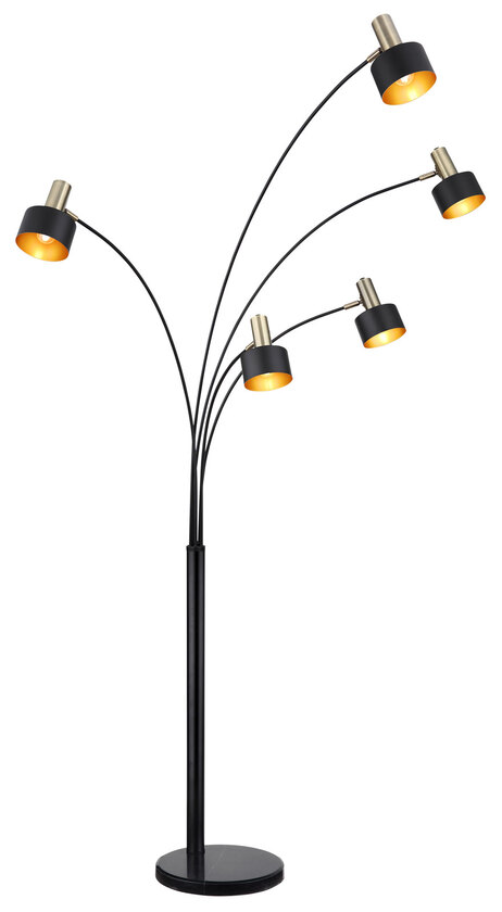 SWINNI Stehlampe, Metall schwarz, goldfarben, altmessing