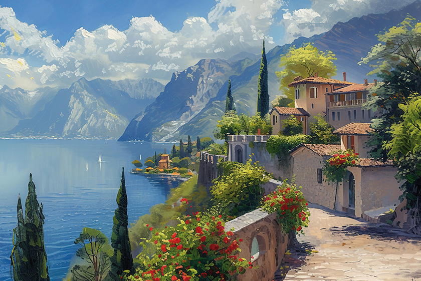 Kunstdruck auf Keilrahmen TOSKANA GEMÄLDE 90X60CM