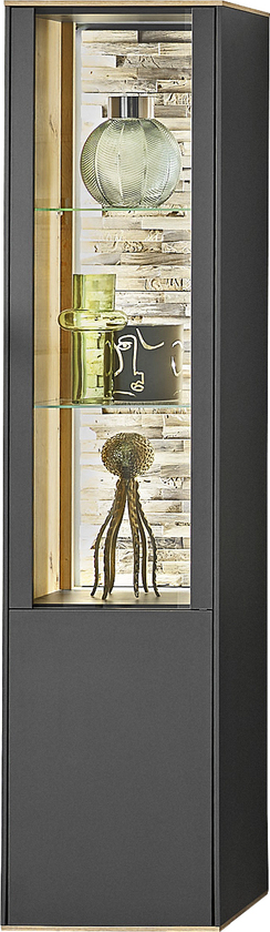 Vitrine Como 42x180x42 cm Anthrazit matt lack / Asteiche-Dekor