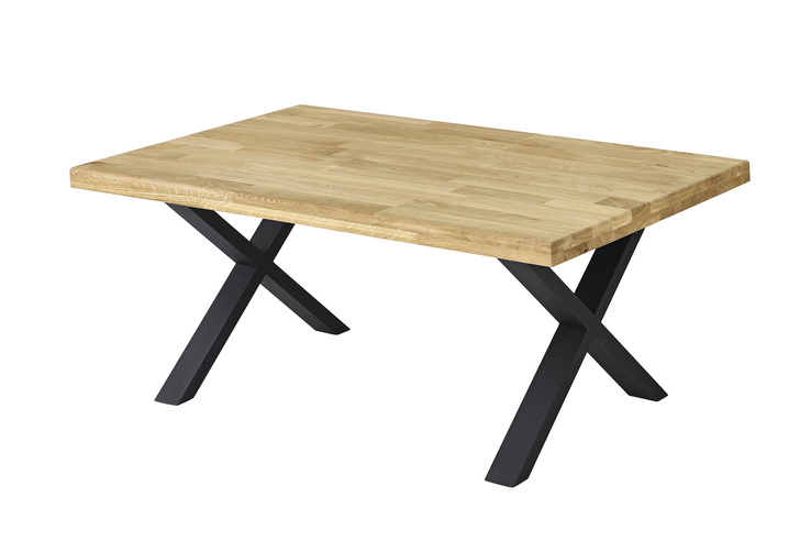 Couchtisch Christian 110x47x70 cm Eiche massiv X-Gestell Metall braun/schwarz