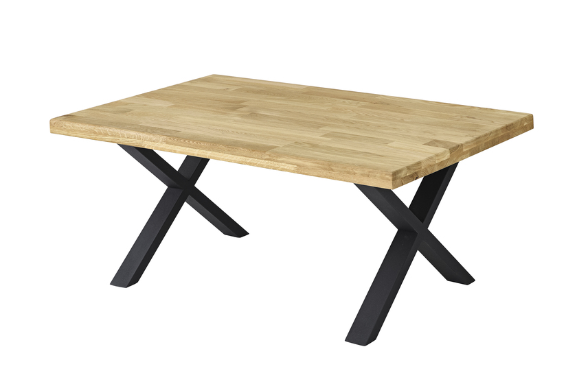 Couchtisch Christian 110x47x70 cm Eiche massiv X-Gestell Metall braun/schwarz