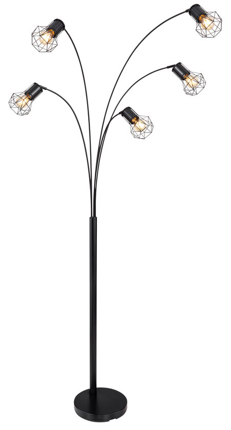 PRISKA Stehlampe schwarz 54017S, B/H/T: 74 x 204 x 80 cm, Metall