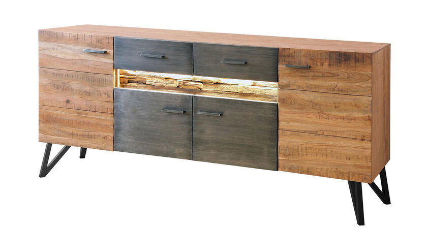 Kommode Hawk 175 x 80 x 40 cm Akazienholz/schwarz