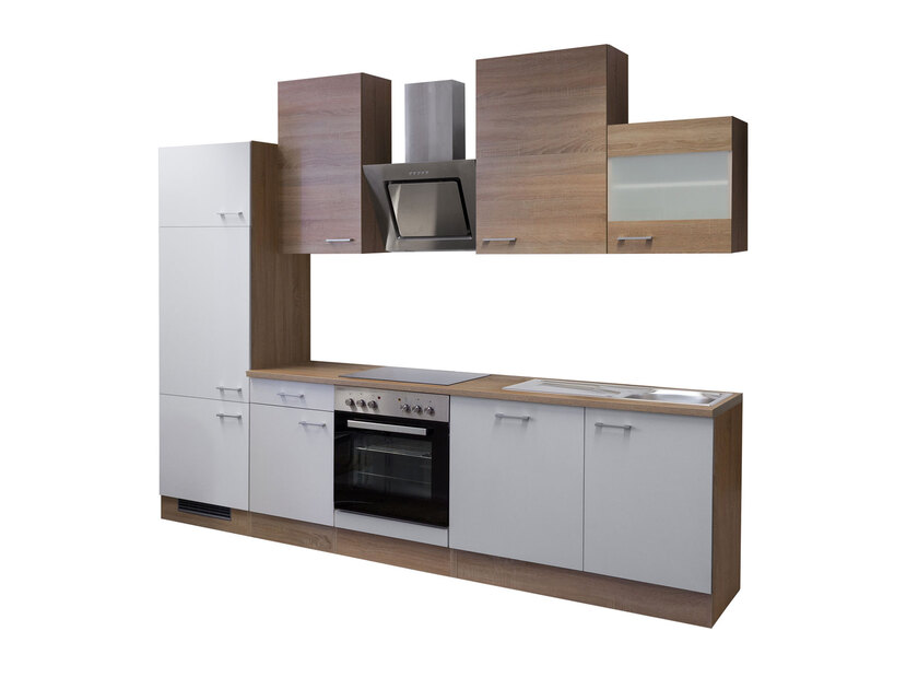 Küchenblock Samoa Weiß/Eiche Sonoma Nachbildung ca. 280 cm